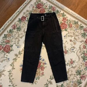 H&M High rise cargo- black denim